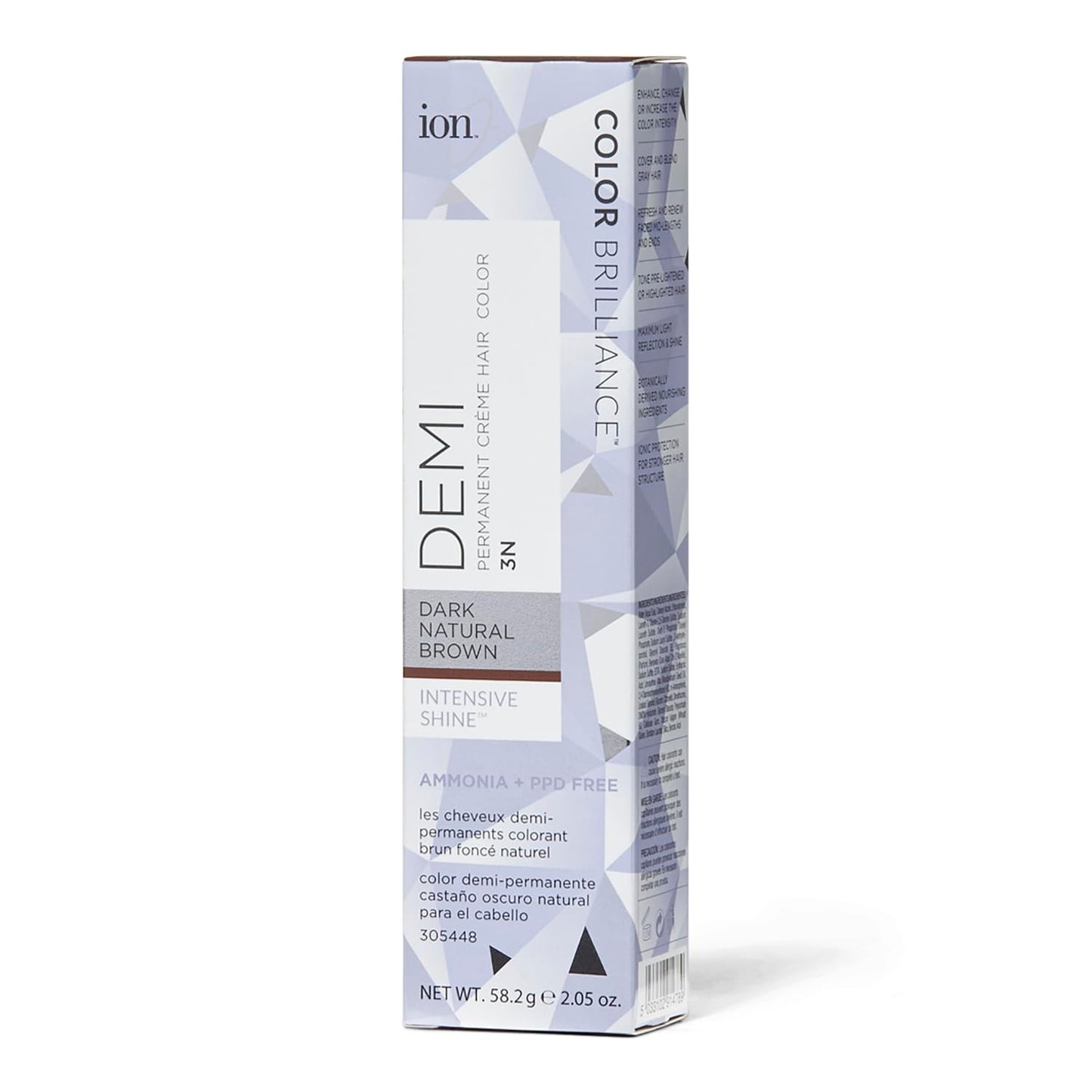 Ion Intensive Shine Demi Permanent Hair Color Kit - 3N Dark Natural Brown | Sensitive Scalp Developer & After Color Treatment