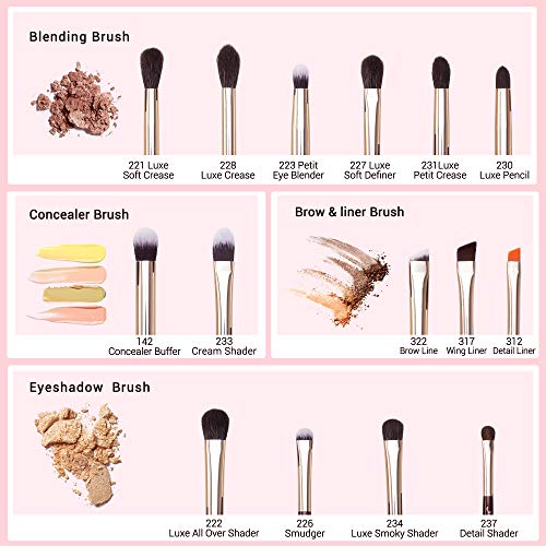 Jessup E-Zinfandel Eye Makeup Brushes Set - 15 Premium Brushes