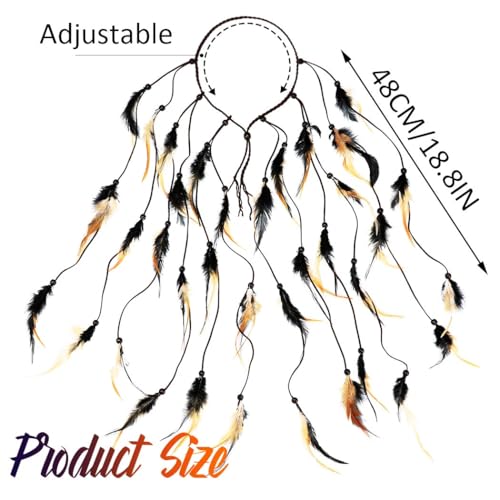 GORTIN Boho Feather Headband for Women - Hippie Indian Costume Hair Accessory