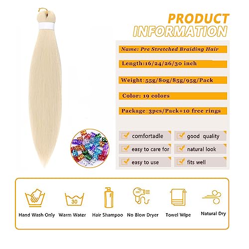 Roalnce Blonde 613 30in Pre-Stretched Braiding Hair 3 Packs
