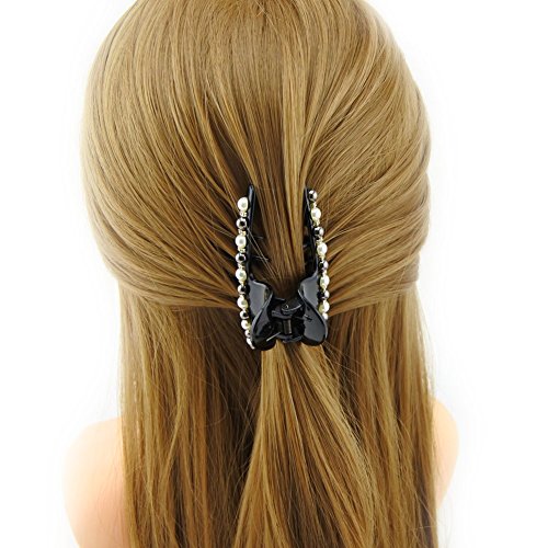 Long Gem Pearl Hair Claw Clip for Women - 3.9" Stylish Accessory
