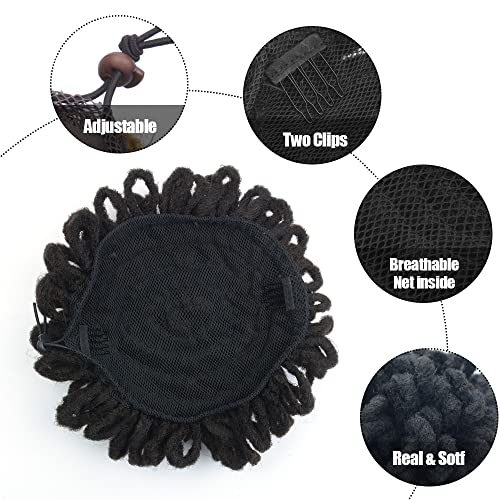 Yinmei Baibian 10 Inch Black Faux Locs Bun Ponytail Hairpiece for Black Women