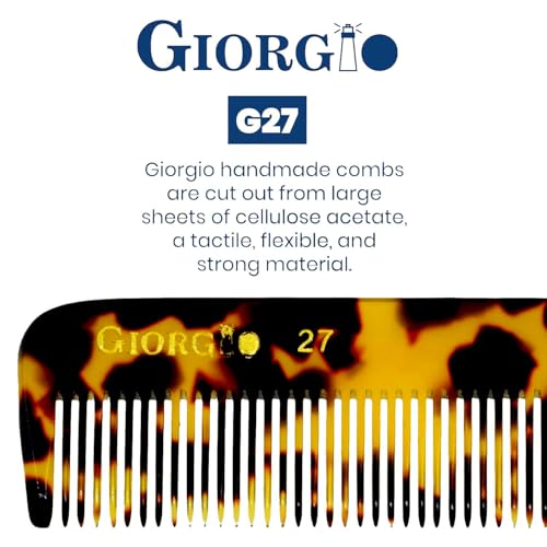 GIORGIO G27 Handmade Fine Tooth Pocket Comb, 2-Pack Tokyo Finish