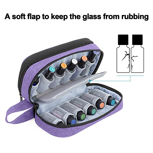 LUXJA Double-Layer Essential Oil Case - Holds 12 Bottles, Purple