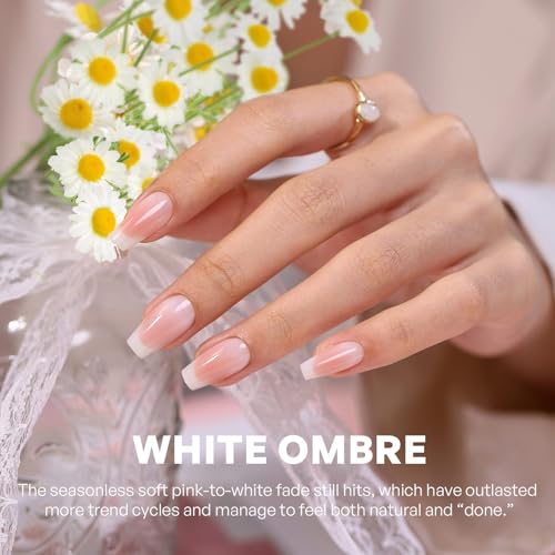 32Pcs Ombre French Medium Coffin Soft Gel Press on Nails