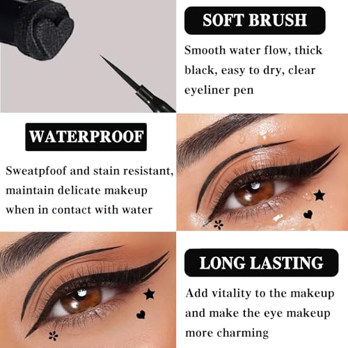 Double-Ended Liquid Eyeliner Stamp Pen Set - Waterproof & Smudge-Proof for Flawless Winged Looks