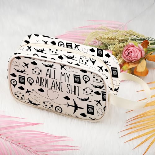 All My Airplane Sh*t Travel Makeup Bag - Cotton Linen Cosmetic Pouch