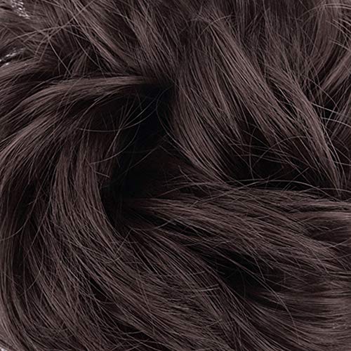 MORICA 2PCS Dark Brown Messy Bun Hair Extensions for Women, Adjustable Synthetic Hairpiece