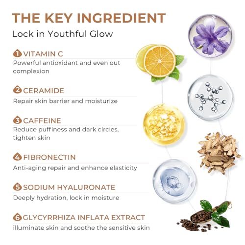 Vitamin C Serum with Hyaluronic Acid & Caffeine for Mature Skin - Brightening & Anti-Aging