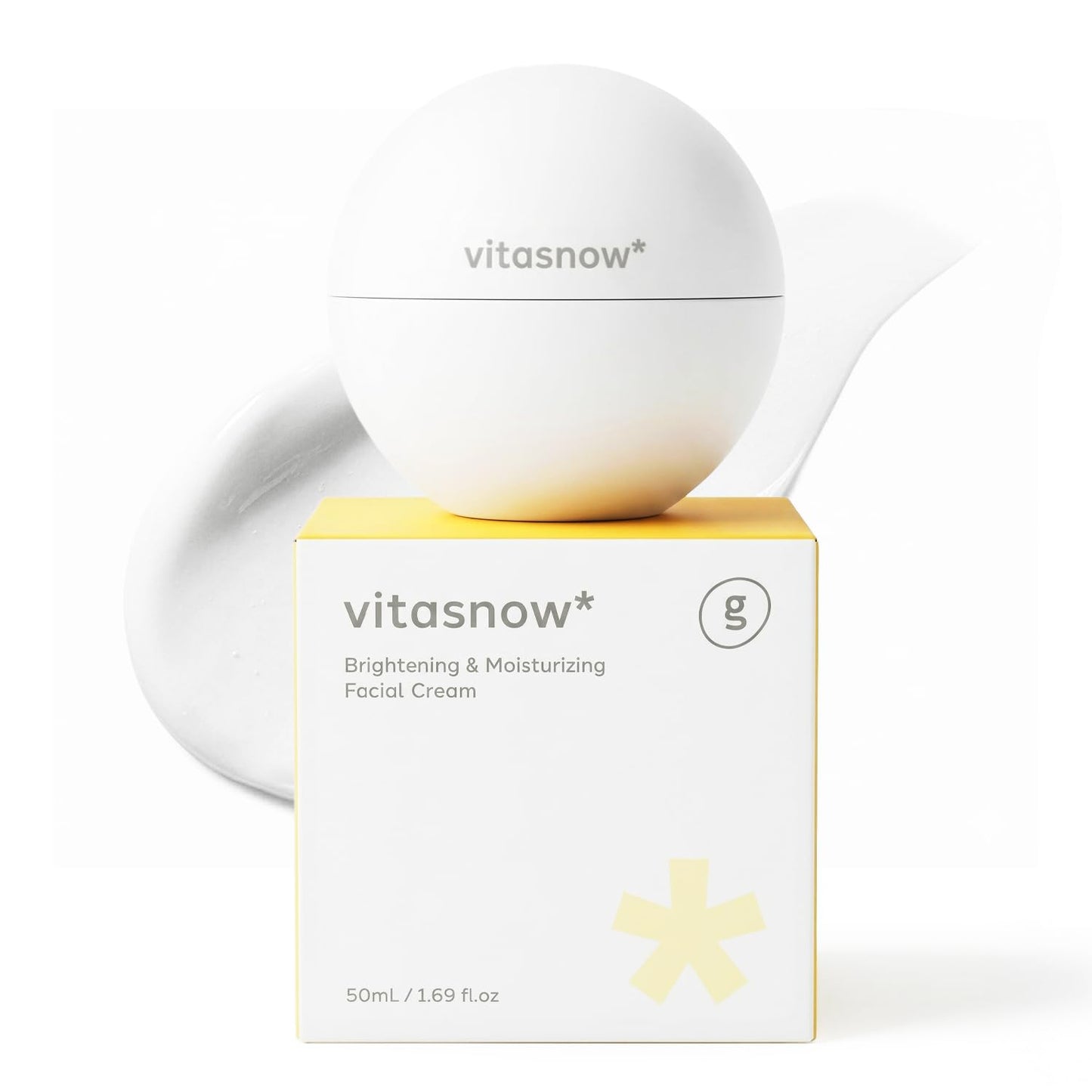 GLAM UP VitaSnow Toning Cream for Face, Dark Spot Corrector & Glow Boost Moisturizer, Tone-up Vitamin C Brightening Cream with Kakadu Plum, Anti-Aging Barrier Hydration for Sensitive Skin, 1.69 fl. oz