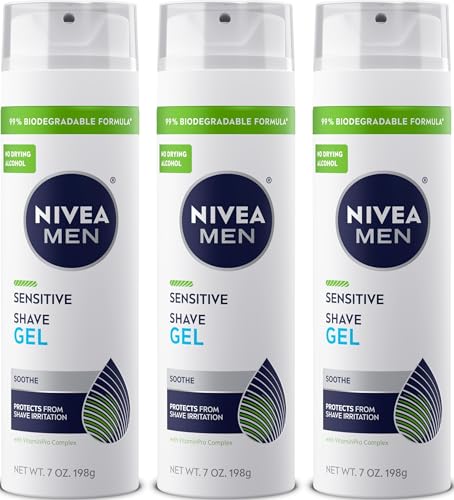 NIVEA MEN Sensitive Shave Gel - Alcohol-Free, 3-Pack, 7 oz