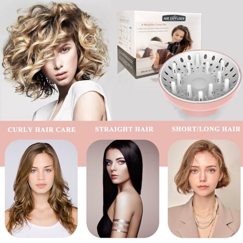 Universal Hair Dryer Diffuser Attachment for Curly Hair, 1.7-2.6 Inch, Pink