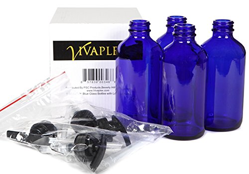 Vivaplex Large 8oz Cobalt Blue Glass Bottles with Black Lotion Pumps