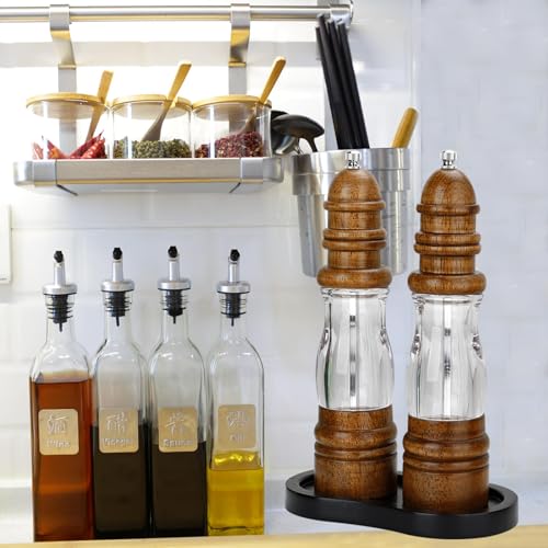 BINHAI Black Wood Salt and Pepper Mill Tray - Multi-Use Holder
