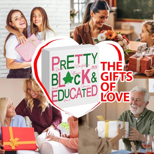 Pretty Black and Educated Wooden Desk Decor for Sorority Gifts