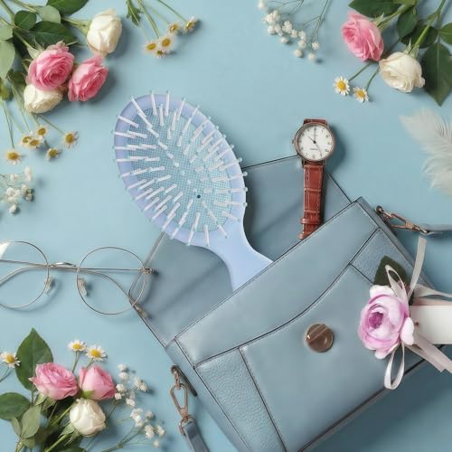Dusty Blue Mini Hair Brush Set - 12 Pack Travel Detanglers