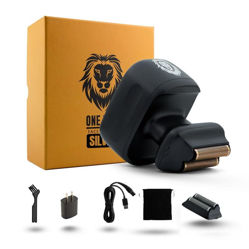 Skull Shaver One Lion Silver PRO Foil Shaver - Precision Shaving for Men - Japanese Stainless Steel Foils - Wet/Dry Use - Ergonomic Handle - Cordless & Electric