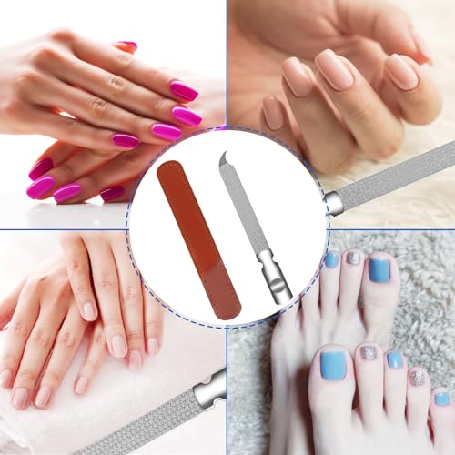 Stainless Steel Nail File with Leather Case - Double Sided Manicure Tool