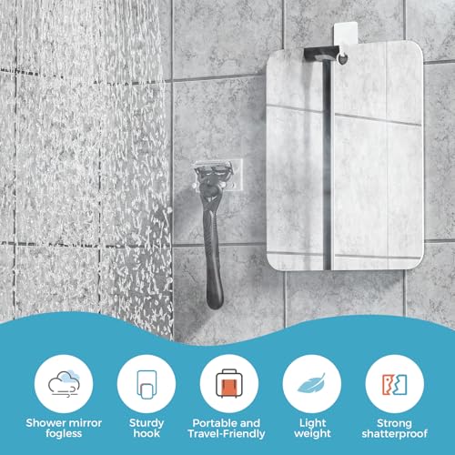 Fogless Shower Mirror for Shaving - 6.7x5.5in Shatterproof
