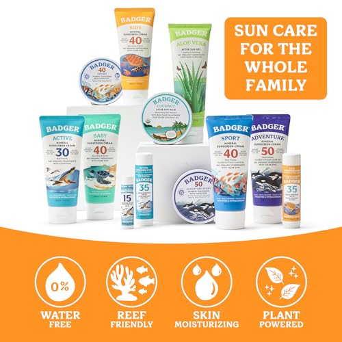 Badger Kids Sunscreen Face Stick SPF 35 - Zinc Oxide, Organic, Reef Safe