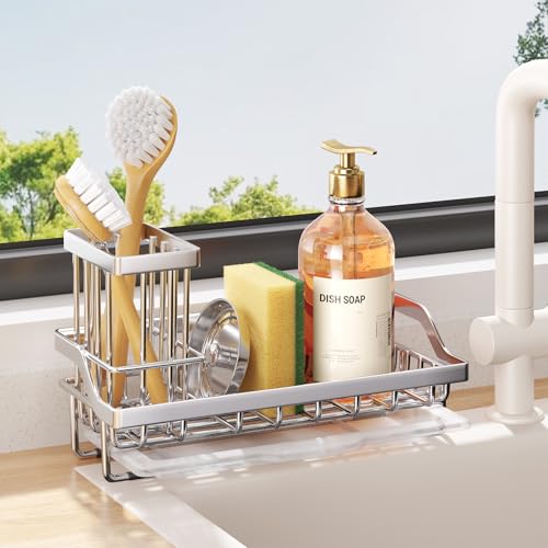 Stainless Steel Kitchen Sink Caddy with Drip Tray - Sponge Holder Organizer