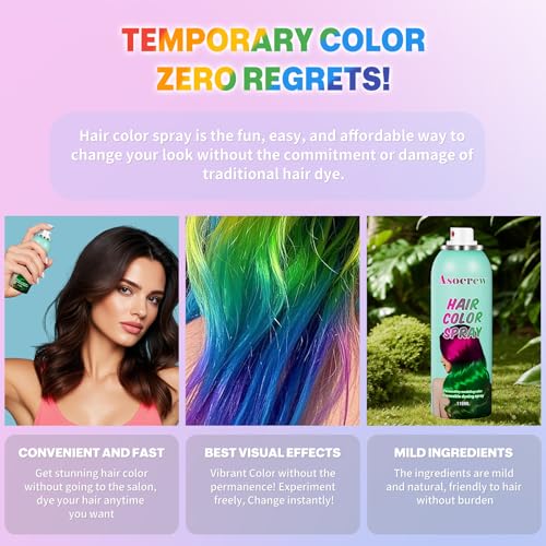 Black Temporary Hair Color Spray - Washable & Easy to Use