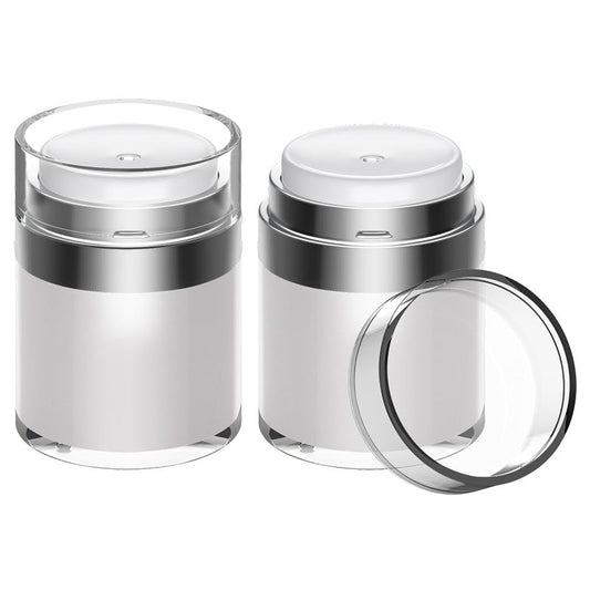 Airless Pump Jar - 1 oz Vacuum Dispenser for Cream | Leak-Proof Travel Lotion Container - Multi-Purpose (2 Pack)