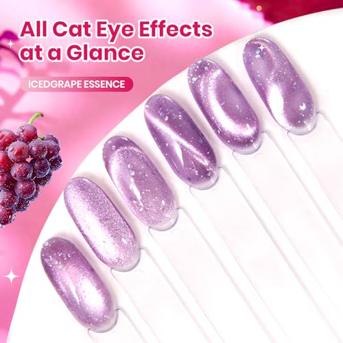 Beetles Iced Grape Essence Purple Cat Eye Gel Nail Polish 9ML - Speed Cure, Long Lasting