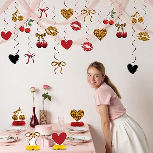 Cheetah Cherry Birthday Party Decorations - 20PCS Leopard Swirls