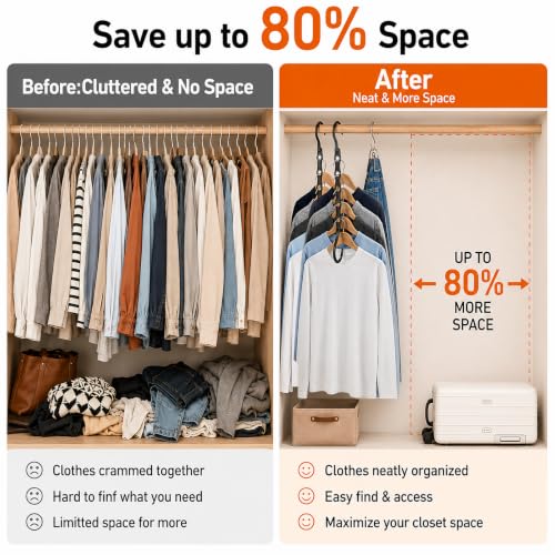 10 Pack Space Saving Black Hangers with Anti-Slip Holes