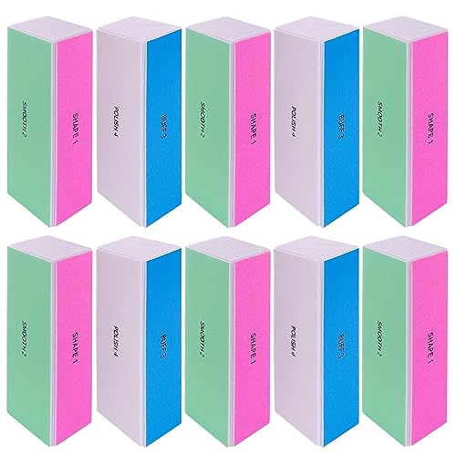 GigaGround 4-Way Nail Buffer Block Set - 10 Pcs for Shiny Natural & Acrylic Nails