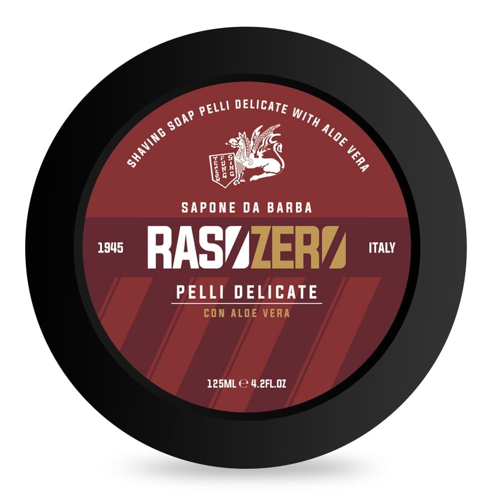 Rasozero Pelli Delicate Shaving Soap 125ml – Gentle Shave Soap for Sensitive Skin, Made in Italy, with Light Tobacco Fragrance – Classic Italian Wet Shaving Soap for Smooth and Comfortable Shave