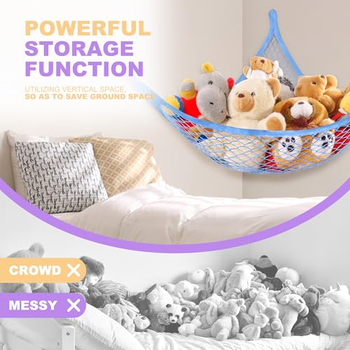 Lazebox Stuffed Animal Net Hammock - Large Capacity Toy Organizer