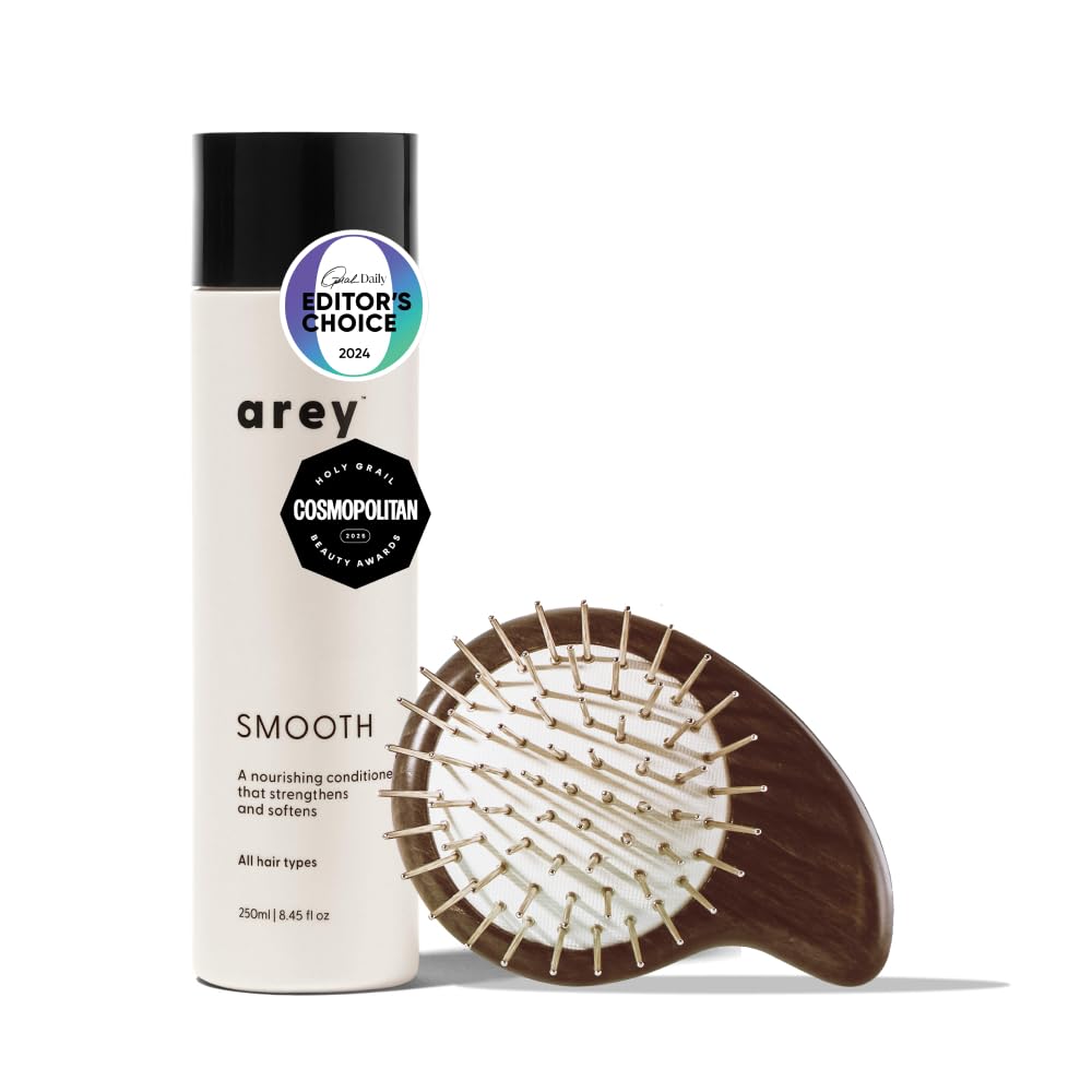 Arey Smooth Conditioner & Scalp Brush Set - Hydrating Frizz Control | Vegan, Residue-Free Care
