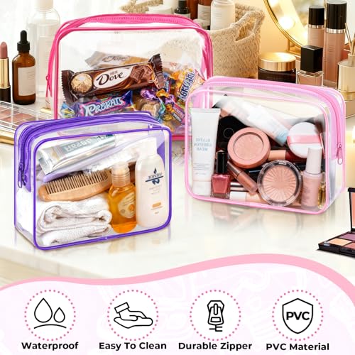 CHICAUP 6-Piece Clear TSA Approved Toiletry Bags, Waterproof Travel Pouch Set