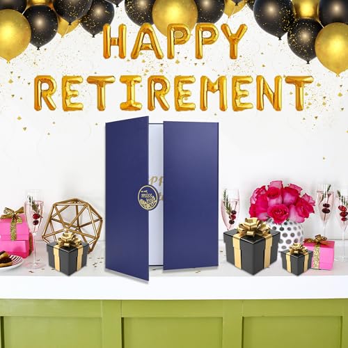 Blue Gold Retirement Guest Book - Elegant Farewell Party Decoration