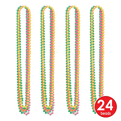 Beistle Neon Party Beads - 24 Pack Colorful Necklaces for Events