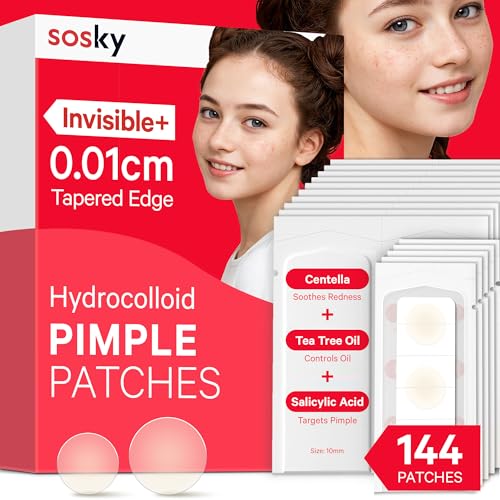 Sosky Invisible Pimple Patches - 144 Count Hydrocolloid Acne Spot Treatment