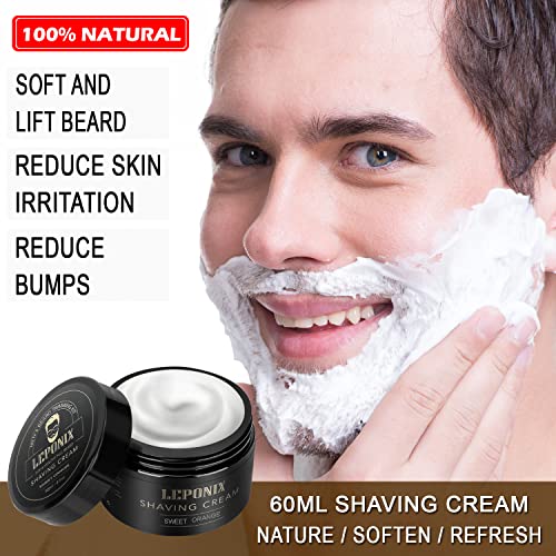 LEPONIX Men’s Shaving Kit Sweat Orange Gift Set with Razor, Soap, Brush & Cream