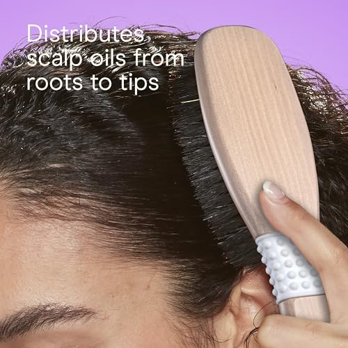 Conair Boar Bristle Hair Brush for Women - Detangling & Styling Natural Wooden Handle
