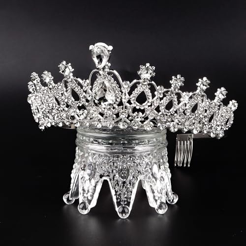 BAHABY Silver Prom Queen Sash & Tiara Set - Graduation & Wedding Party Accessories, 01 Silver