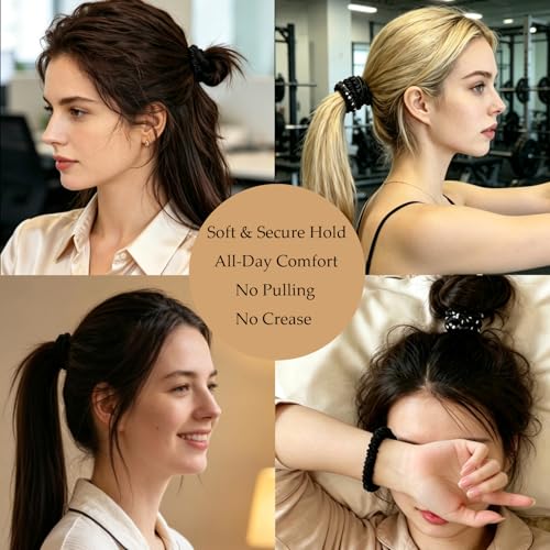 Silk Scrunchies for Hair - 4 Pack of Pure Mulberry Silk Ties