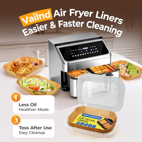 125Pcs Disposable Air Fryer Liners for Dual Basket - 8.6x5.5in