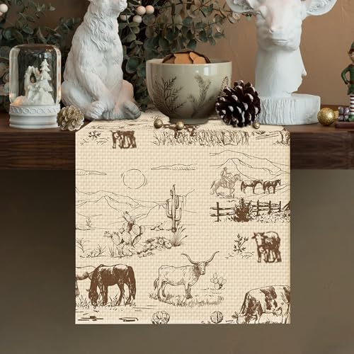 Worltoldb 13x72 Inch Linen Table Runner for Kitchen & Dining