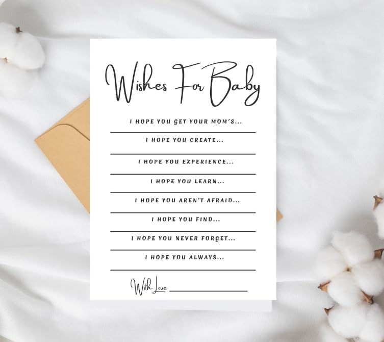 Baby Shower Wishes Cards - 25 Keepsake Memory Cards for Guests