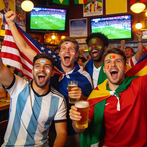 Achoulei Soccer Fan Temporary Tattoos - 10 Countries Flag Stickers for 2026 World Cup