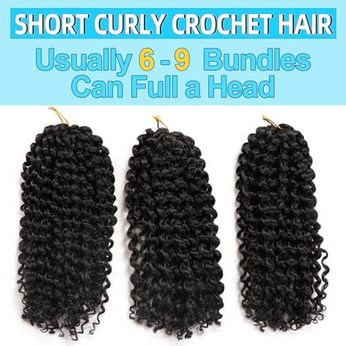 8 Inch Passion Twist Hair - 3 Bundles Kinky Curly Crochet Hair for Black Women (1B#)