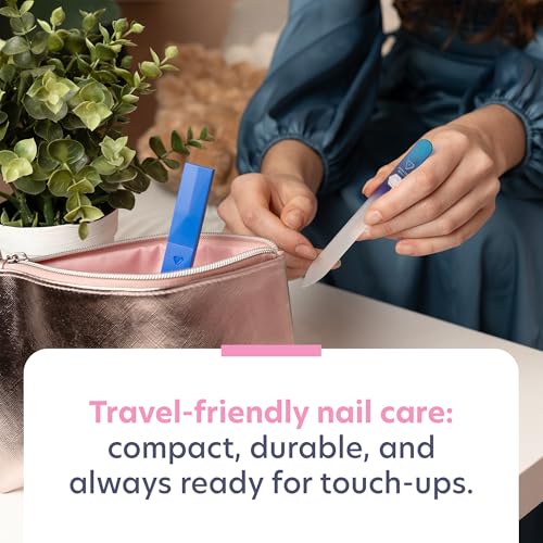 Bona Fide Beauty Glass Nail File with Case - Aqua Cobalt, Made in Czech
