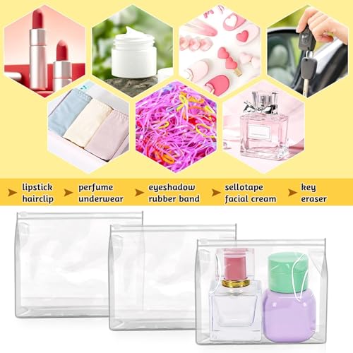 24 Pcs Clear Makeup Bags 5.9 x 5.1 x 1.4 inches PVC Organizer Travel Storage