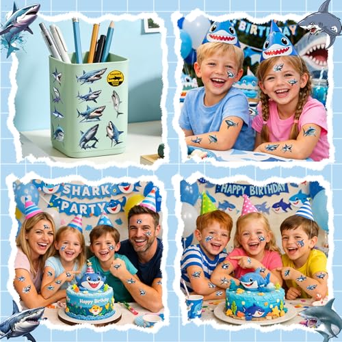 Shark Temporary Tattoos for Kids - 74 PCS Ocean Animal Designs